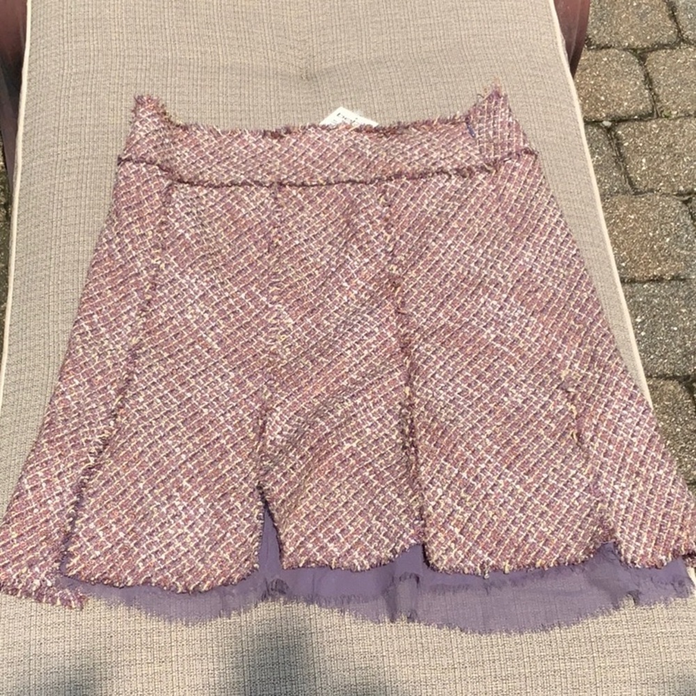 Bebe Pink and White A-Line Mini Skirt